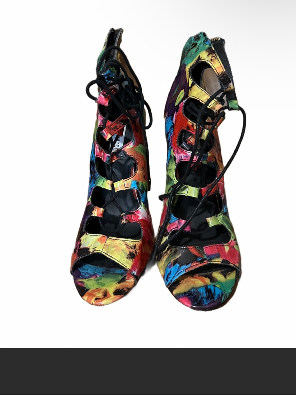 Steve Madden Multicolor Lace-Up Peep Toe Heels